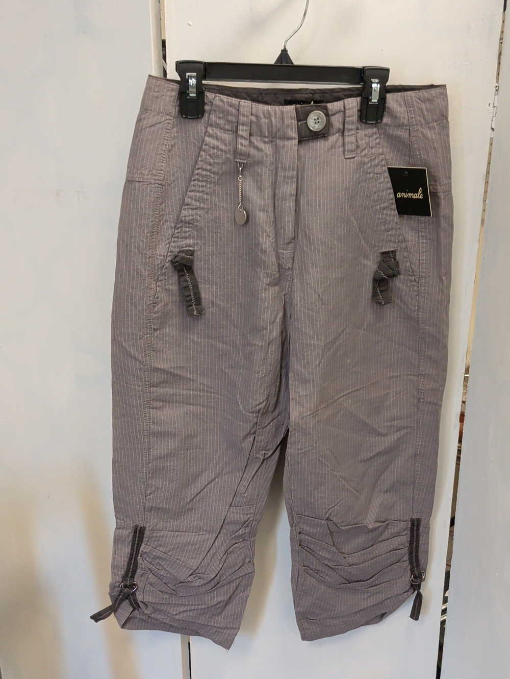 Animale Women's Light Gray Cargo Crop Pants